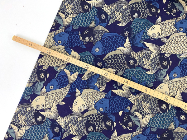 Japanische Kois Navy Sand, Baumwolle