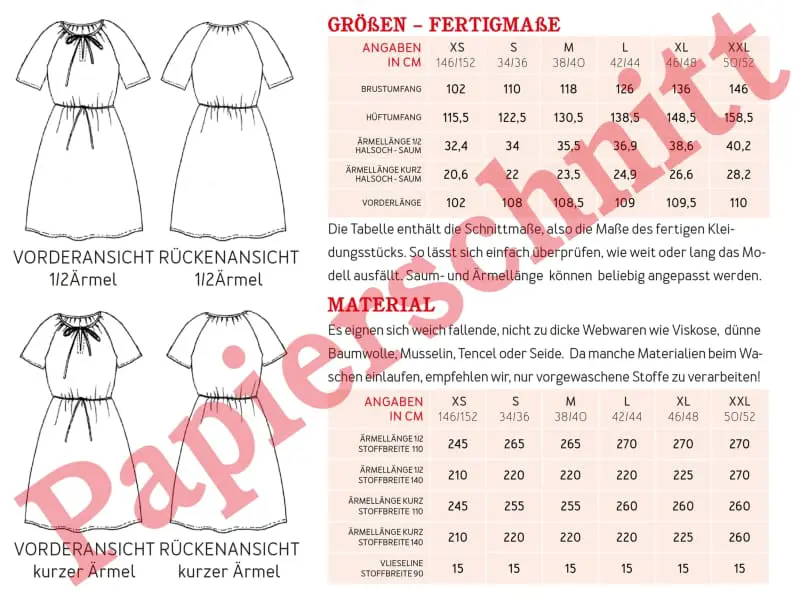 Schnittmuster Frau Malin, Kleid mit gekräuseltem Halsloch, studioschnittreif – Bild 3