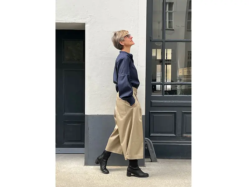 Designerleftover Tencel Baumwolle Twill in Hosen & Jackenqualität, Chai Beige – Bild 5