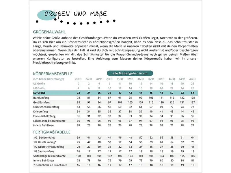 SmartPattern "Frauen Selvedge Jeans HJ06", Papierschnittmuster – Bild 4