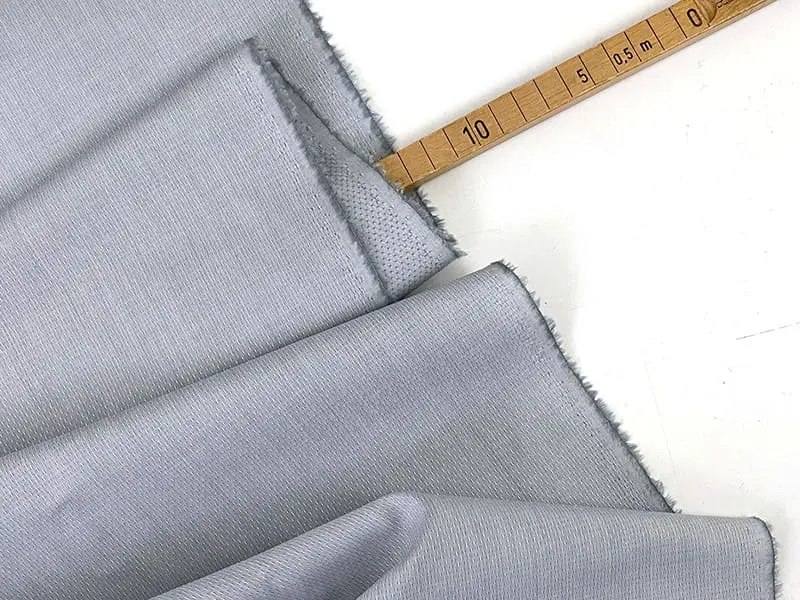 Reststück! 0,55m Designerleftover feine Popeline Jacquarddots, Hellgrau – Bild 2