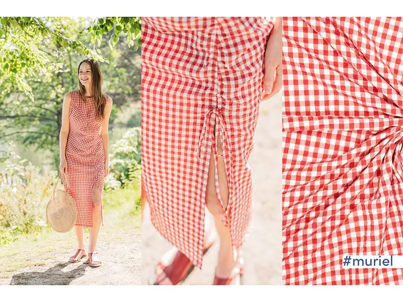 Woven Cotton Seersucker Check, Red White, Fibre Mood