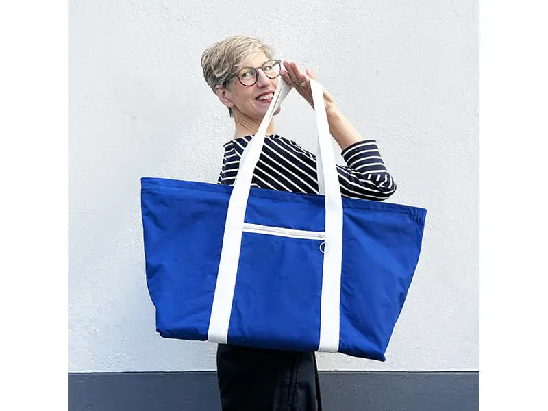 Close & Go Bag Nähpaket, Dry Oilskin Cobalt & Kokka Canvas