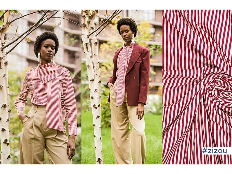 Woven Cotton Poplin Stripes, Red, Fibre Mood