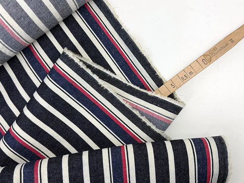 Designerleftover Denim "Skipper" Streifen, Dark Indigo Rot