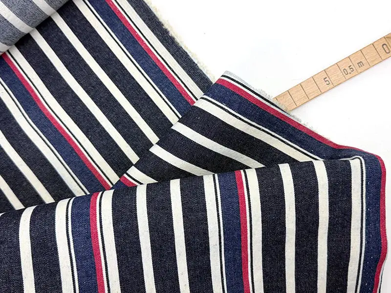 Designerleftover Denim "Skipper" Streifen, Dark Indigo Rot – Bild 3