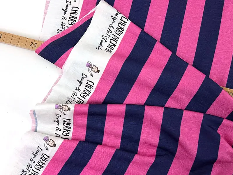 Happy Stripes by Cherry Picking, Pink Navy, Viskosejersey