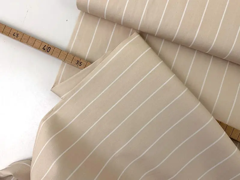 Reststück! 0,80m Woven Cotton Poplin Stripes, Sand Weiß