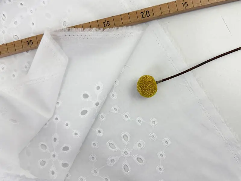 Woven Cotton Embroidery, Flowers, Weiß – Bild 2