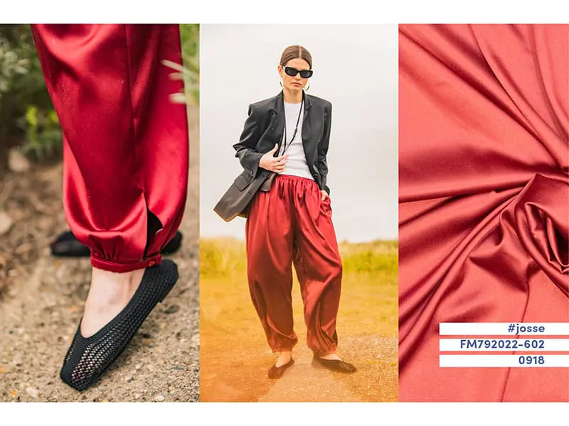 Woven Satin, Bordeaux Rot, Fibre Mood – Bild 2