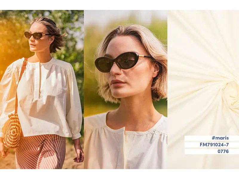 Woven Cotton Popeline Stone Washed, Warm-White, Fibre Mood
