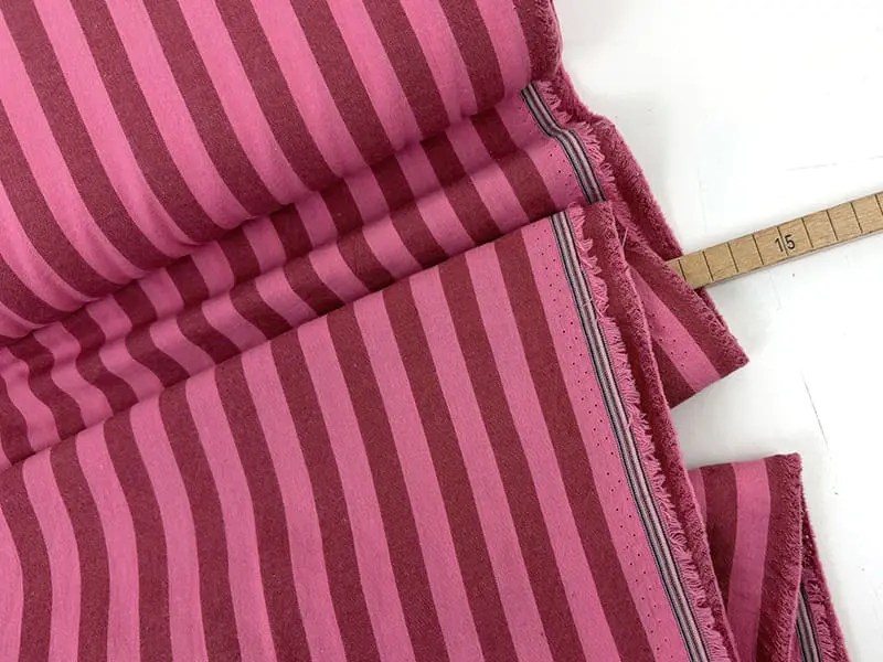 Cotton Yarn Dyed Stripes, Mauve Pink