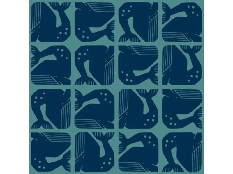 By the Seaside: Grumpy Whale Loes van Oosten, Navy, Cotton Steel