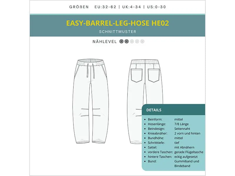 SmartPattern "Easy-Barrel-Leg-Hose HE02" Papierschnittmuster – Bild 2