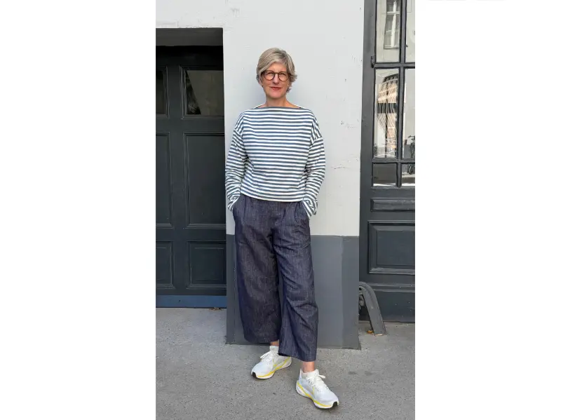 Nähpaket Frau Lara, French Terry Streifen, Burgundy – Bild 6