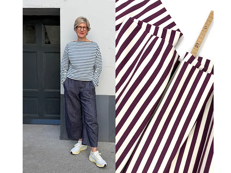 Nähpaket Frau Lara, French Terry Streifen, Burgundy