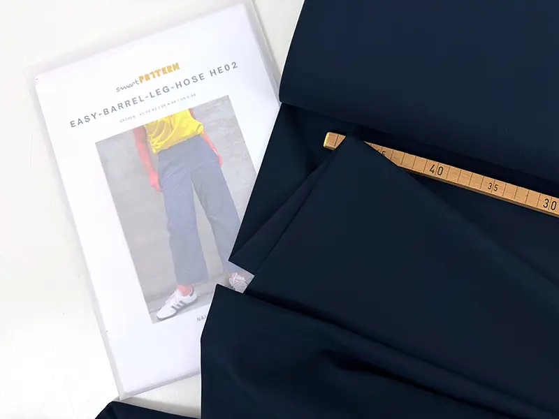 Nähpaket **smartPattern Easy Barrel Leg HE02**, Modal Twill Navy