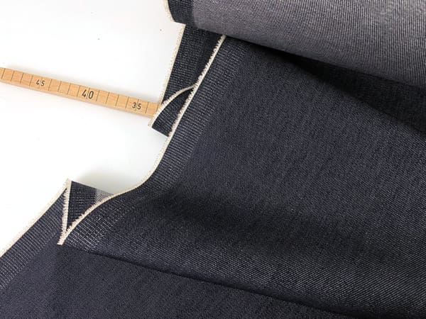 Reststück! 1,40m Designer Raw Denim Baumwolle Tencel, "Saimaa", Indigo