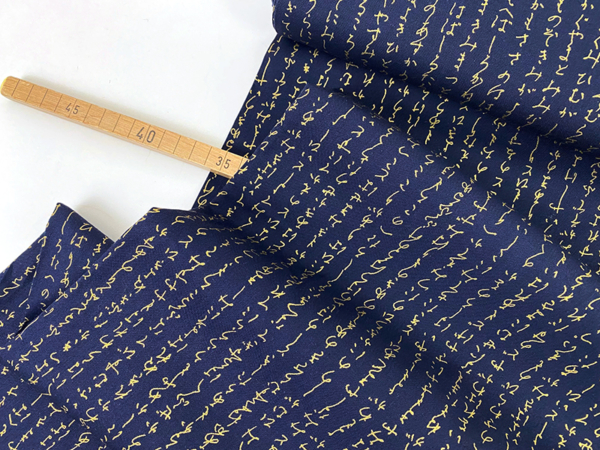 Kalligraphie Japan, Baumwolle, Navy Goldmetallic