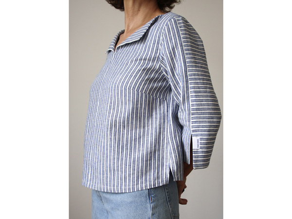 Leinen Baumwolle Nordic Stripe, Denimblau Weiß – Bild 3