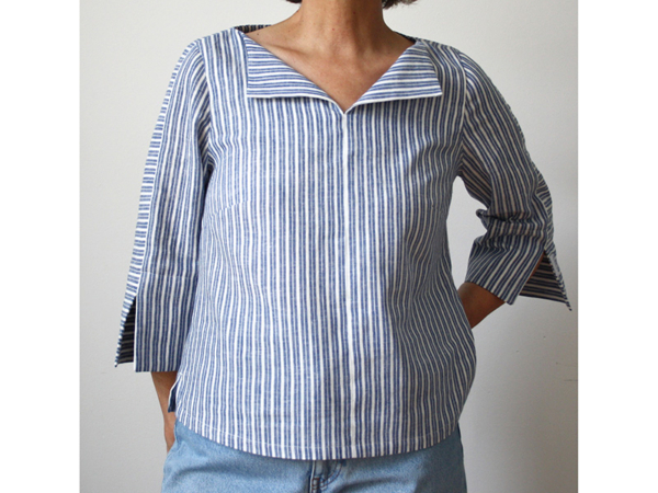Leinen Baumwolle Nordic Stripe, Denimblau Weiß – Bild 4