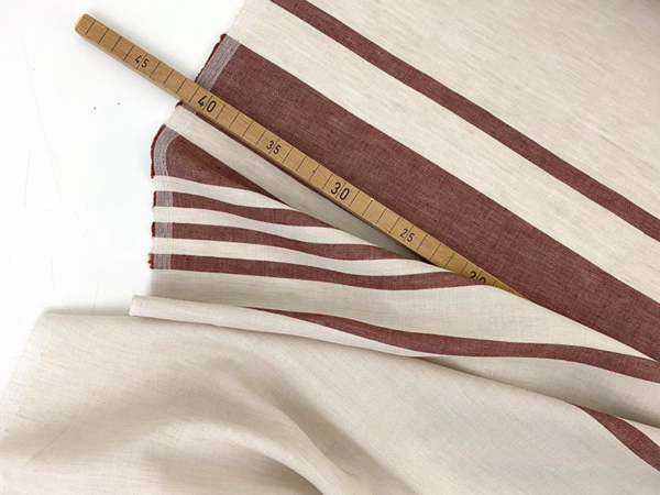 Designerleftover Leinen Baumwolle Streifen Panel, Burnt Siena Natural – Bild 6