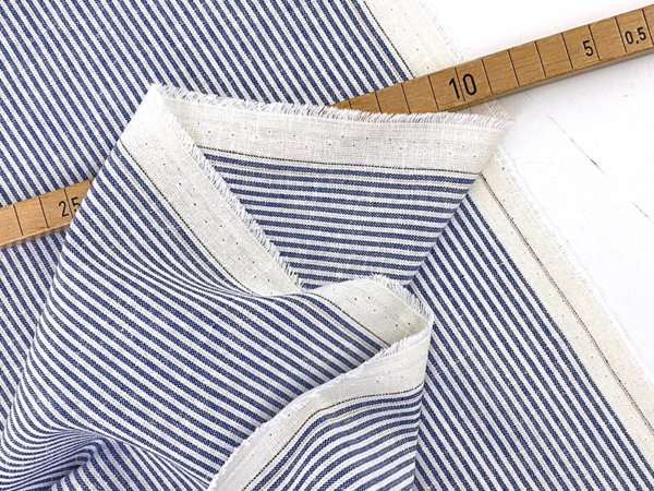 Leinen Baumwolle Stripe, Denimblau Weiß