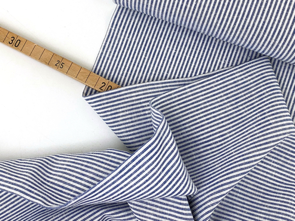 Leinen Baumwolle Stripe, Denimblau Weiß – Bild 3