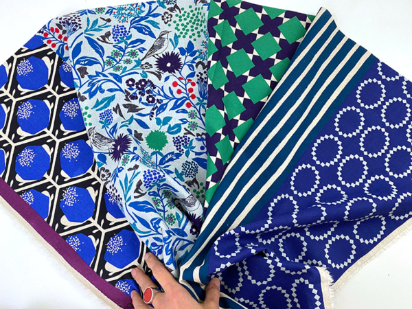 Kokka Echino And Cotton Linen Canvas, Blau Grün, Japan – Bild 2