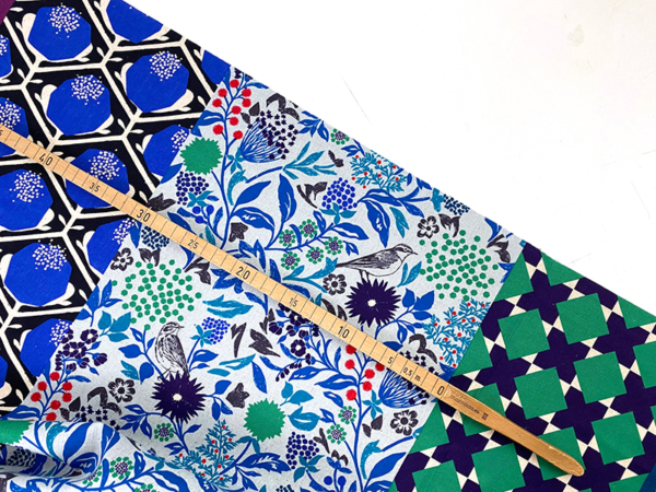 Kokka Echino And Cotton Linen Canvas, Blau Grün, Japan