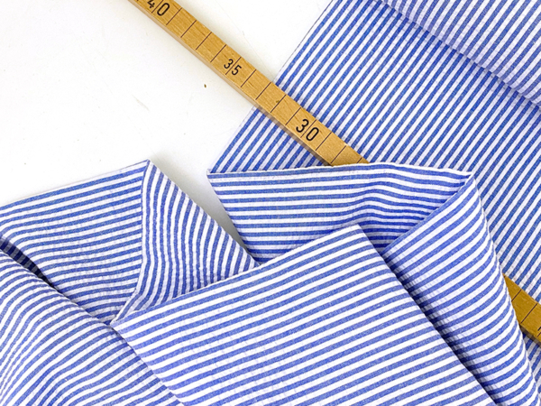 Summer Striped Seersucker, Blau Weiß – Bild 2