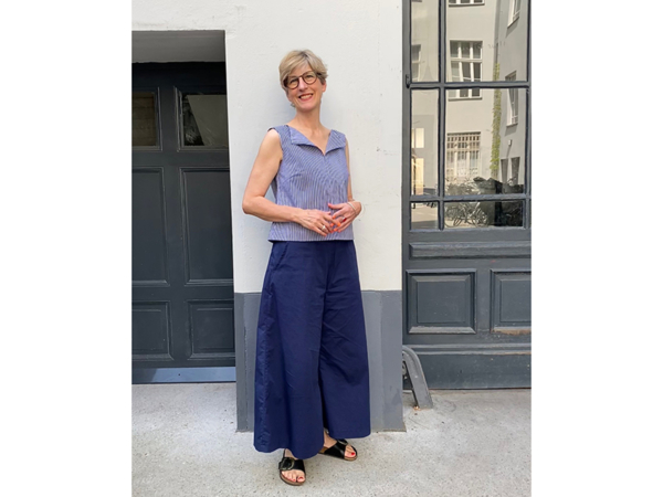 Stripe Cotton Poplin, Navy Weiß – Bild 3