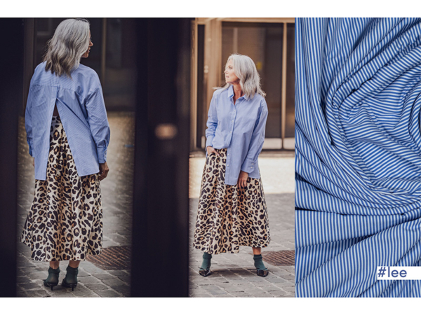 Woven Cotton Poplin Stripes, Azure, Fibre Mood