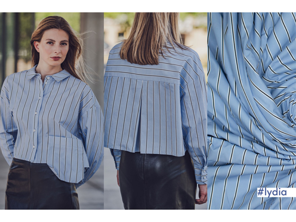 Woven Cotton Poplin Stripes, Hellblau / Schwarz / Weiß, Fibre Mood