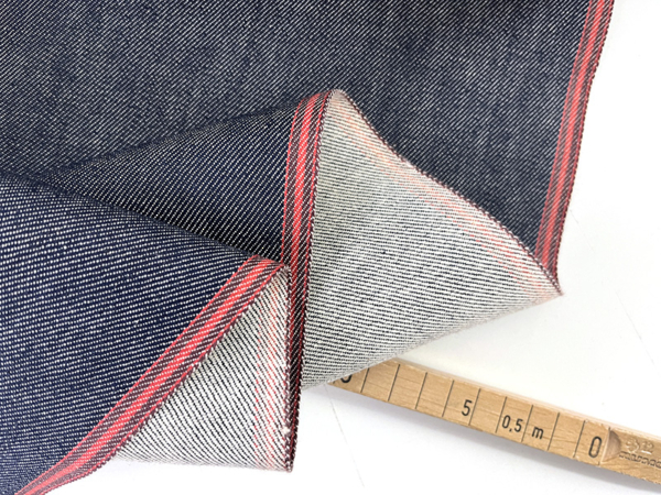 Japanischer Selvedge Denim Raw 12oz, Dark Indigo Red Brown Selvedge – Bild 2
