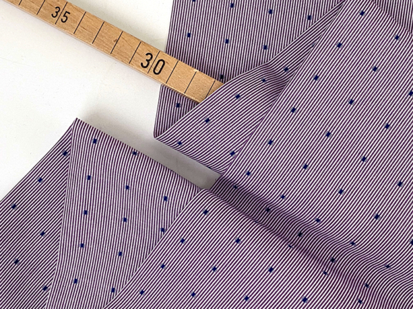 Designerleftover feine Popeline Dobby Streifen, Mauve Navy