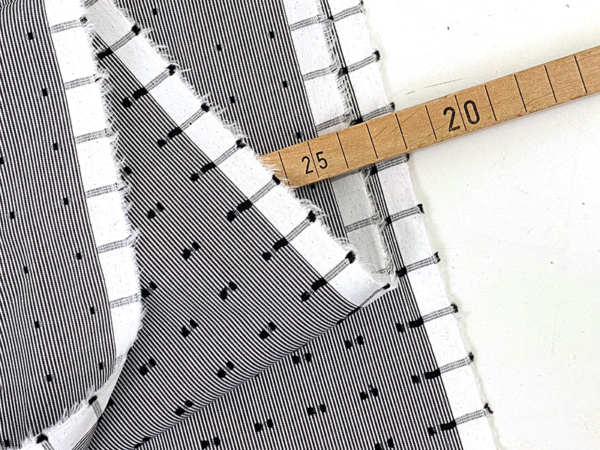 Designerleftover feine Popeline Dobby Streifen, Anthrazit Schwarz – Bild 2