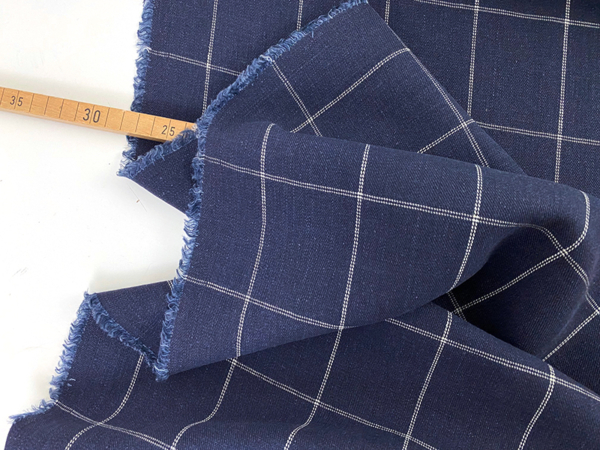 Designerleftover Leinen Twill kariert, Blau Check