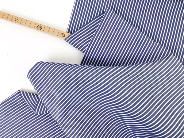 Designerleftover Popeline Streifen, Jeansblau Weiß