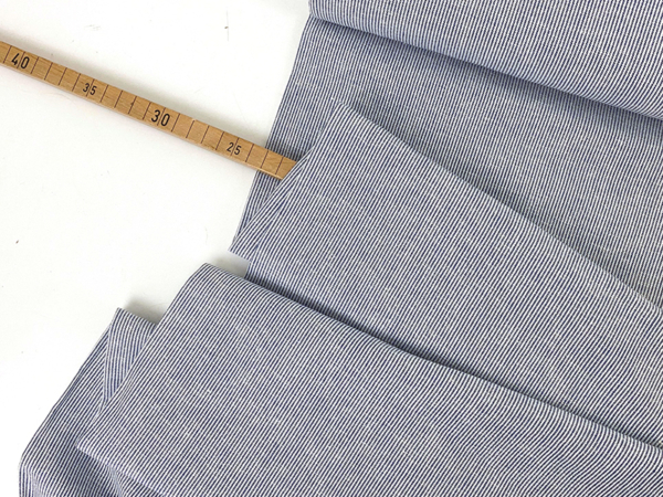 Leinen Baumwolle Fine Stripe, Denimblau Weiß – Bild 2