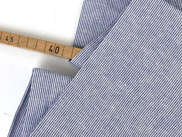 Leinen Baumwolle Fine Stripe, Denimblau Weiß
