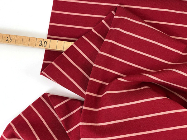 Baumwolljersey Streifen, Rhubarb Burlwood – Bild 2
