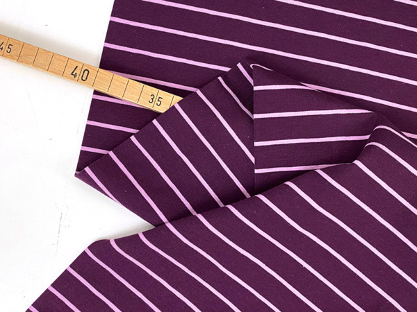 Baumwolljersey Streifen, Grape Lavendel