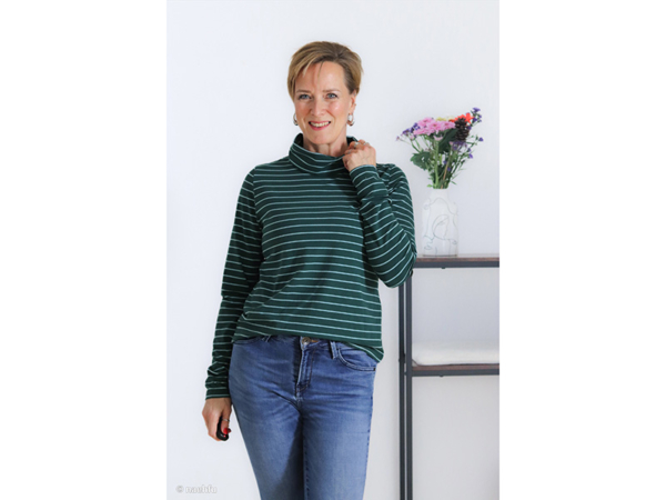 Baumwolljersey Streifen, Sea Moss Mint – Bild 3