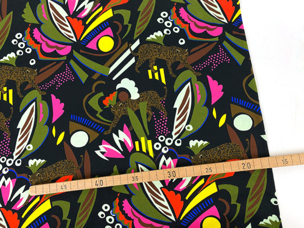 Designerleftover Rippenjersey Baumwolle, Leo in the Jungle – Bild 2