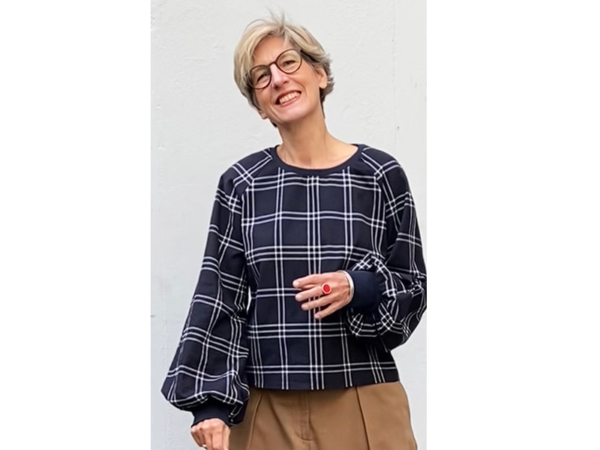 Designerleftover Baumwolle Karo, Dunkles Navy Weiß Violett