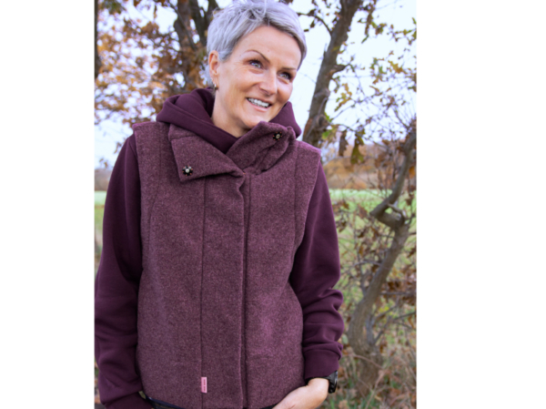 Schurwolle Fleece, Purple Grape – Bild 3