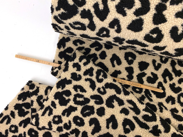 Teddy Leopard Jacquard, Natur Schwarz