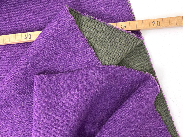 Wollstrick Doubleface Uni, Violett Khaki – Bild 3