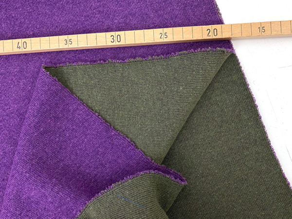 Wollstrick Doubleface Uni, Violett Khaki